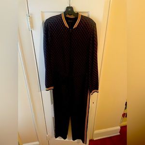 Silk Long sleeve black printed jumpsuit with details